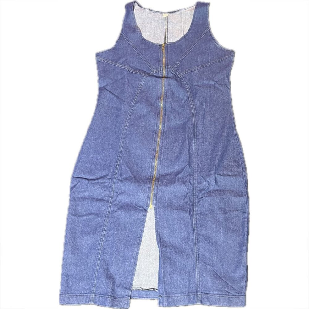 Women’s Slim Fit Sexy Sleeveless Mini Denim Zipper Dress